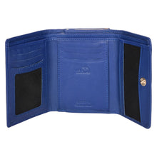 Load image into Gallery viewer, Sassora Genuine Leather Small Blue RFID Protected Women Wallet
