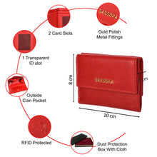 Load image into Gallery viewer, Sassora Genuine Premium Leather Medium Size Red RFID Girls Wallet
