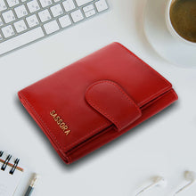 Load image into Gallery viewer, Sassora Genuine Leather Red Medium RFID Protected Women&#39;s Wallet
