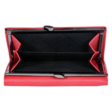 Load image into Gallery viewer, SASSORA Genuine Leather RFID Protected Women’s Tri-fold Travel Wallet with Kiss-Lock