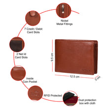 Load image into Gallery viewer, Sassora Genuine Leather Medium Brown RFID Bi-Fold Men&#39;s Wallet
