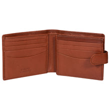 Load image into Gallery viewer, Sassora Genuine Leather Medium Brown RFID Button Closure Men&#39;s Wallet
