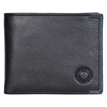 Load image into Gallery viewer, Sassora Genuine Leather RFID Blocking Bi-Fold Wallet for Men – Coin Pocket, 6 Card Slots, Black/Navy
