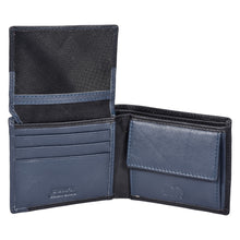 Load image into Gallery viewer, Sassora Genuine Leather RFID Blocking Bi-Fold Wallet for Men – Coin Pocket, 6 Card Slots, Black/Navy