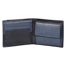 Load image into Gallery viewer, Sassora Genuine Leather RFID Blocking Bi-Fold Wallet for Men – Coin Pocket, 6 Card Slots, Black/Navy