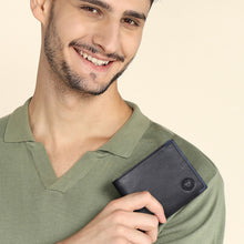 Load image into Gallery viewer, Sassora Genuine Leather RFID Blocking Bi-Fold Wallet for Men – Coin Pocket, 6 Card Slots, Black/Navy