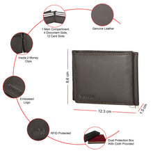 Load image into Gallery viewer, Sassora Genuine Leather RFID Protected Bi-Fold Wallet with Dual Money Clips