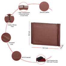 Load image into Gallery viewer, SASSORA Genuine Leather RFID Protected Bi-Fold Wallet with Dual Money Clips