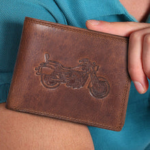 Load image into Gallery viewer, Sassora Premium Leather Bike Pattern Large RFID Wallet For Men
