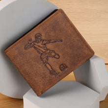 Load image into Gallery viewer, Sassora Genuine Leather Football Player Design Large RFID Wallet For Men
