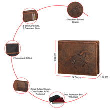 Load image into Gallery viewer, Sassora Genuine Leather Embossed Animal Pattern Large RFID Wallet
