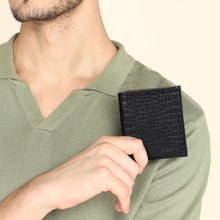 Load image into Gallery viewer, Sassora Genuine Leather RFID Blocking Wallet for Unisex | Bifold with Printed Pattern | 8 Card Slots &amp; Secure Coin Pocket (Black)