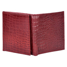 Load image into Gallery viewer, Sassora Genuine Leather RFID Blocking Bifold Wallet for Men (Cherry Croco Texture)