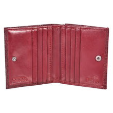 Load image into Gallery viewer, Sassora Genuine Leather RFID Blocking Bifold Wallet for Men (Cherry Croco Texture)