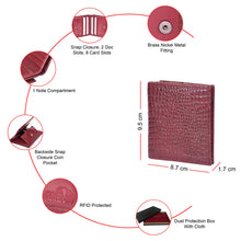 Load image into Gallery viewer, Sassora Genuine Leather RFID Blocking Bifold Wallet for Men (Cherry Croco Texture)