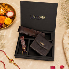 Load image into Gallery viewer, Sassora Genuine Leather Brown Women's Wallet, Pen Case &amp; Keyring Gift Combo Set