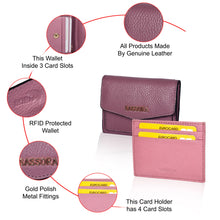 Load image into Gallery viewer, Sassora Genuine Leather Purple Women's Wallet, Card Holder and Rakhi with Roli &amp; Chawal Gift Combo Set