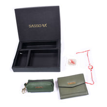 Load image into Gallery viewer, Sassora Raksha Bandhan Gift Combo – Green Wallet &amp; Key Pouch Set for Sister
