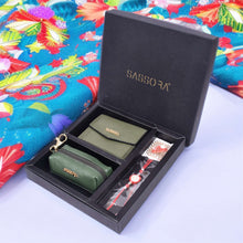 Load image into Gallery viewer, Sassora Raksha Bandhan Gift Combo – Green Wallet &amp; Key Pouch Set for Sister

