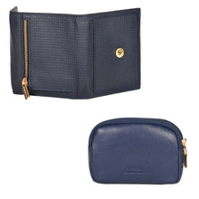 Load image into Gallery viewer, Sassora Raksha Bandhan Gift Combo – Navy Wallet &amp; Blue Pouch Set for Sister
