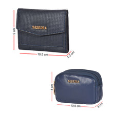 Load image into Gallery viewer, Sassora Raksha Bandhan Gift Combo – Navy Wallet &amp; Blue Pouch Set for Sister
