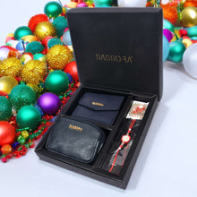 Load image into Gallery viewer, Sassora Raksha Bandhan Gift Combo – Navy Wallet &amp; Blue Pouch Set for Sister

