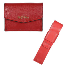 Load image into Gallery viewer, Sassora Raksha Bandhan Gift Combo – Red Card Wallet &amp; Pen Case for Sister
