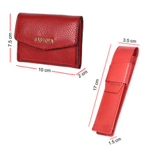 Load image into Gallery viewer, Sassora Raksha Bandhan Gift Combo – Red Card Wallet &amp; Pen Case for Sister
