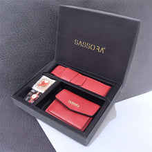 Load image into Gallery viewer, Sassora Raksha Bandhan Gift Combo – Red Card Wallet &amp; Pen Case for Sister

