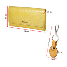 Load image into Gallery viewer, Sassora Raksha Bandhan Gift Combo – Yellow RFID Wallet &amp; Keyring for Sister
