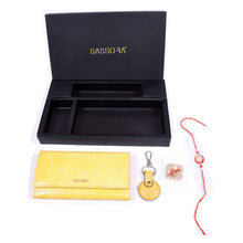 Load image into Gallery viewer, Sassora Raksha Bandhan Gift Combo – Yellow RFID Wallet &amp; Keyring for Sister
