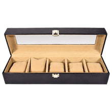 Load image into Gallery viewer, SASSORA Genuine Printed Leather 5-Slots Watch Box Organizer