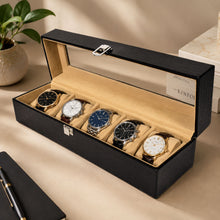 Load image into Gallery viewer, SASSORA Genuine Printed Leather 5-Slots Watch Box Organizer