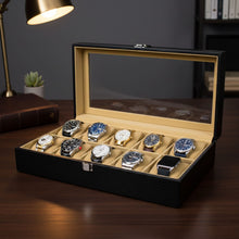 Load image into Gallery viewer, Sassora Premium Printed Leather 10-Slots Watch Box Organizer