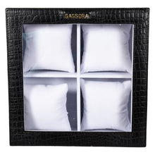 Load image into Gallery viewer, Sassora Genuine Leather Watch Case – Box Shape, 4 Slots, Unisex Travel Organizer