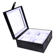 Load image into Gallery viewer, Sassora Genuine Leather Watch Case – Box Shape, 4 Slots, Unisex Travel Organizer