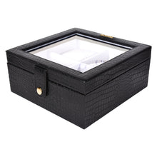 Load image into Gallery viewer, Sassora Genuine Leather Watch Case – Box Shape, 4 Slots, Unisex Travel Organizer