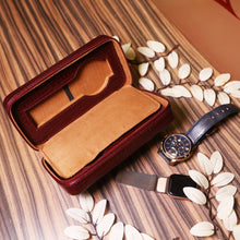 Load image into Gallery viewer, Sassora Crafted Leather Box Shaped Unisex Watch Case of 2 Slots
