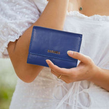 Load image into Gallery viewer, Sassora Genuine Leather Small Blue RFID Protected Women Wallet
