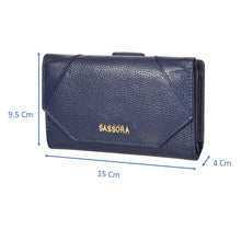 Load image into Gallery viewer, Sassora Premium Leather Navy Blue RFID Classy Ladies Wallet
