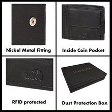 Load image into Gallery viewer, Sassora Genuine Leather Medium Black RFID Protected Gents Wallet