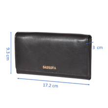 Load image into Gallery viewer, Sassora Genuine Leather Medium Black RFID Protected Women Purse
