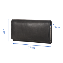 Load image into Gallery viewer, Sassora Genuine Leather Women Black RFID Protected Purse (4 CC)
