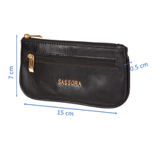 Load image into Gallery viewer, Genuine Leather Small Black Unisex Key Pouch
