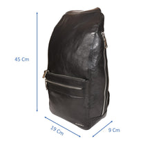 Load image into Gallery viewer, Sassora Genuine Leather Black Unisex Medium Backpack