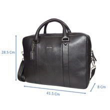 Load image into Gallery viewer, Sassora Genuine Leather Black Large Laptop Messenger Bag
