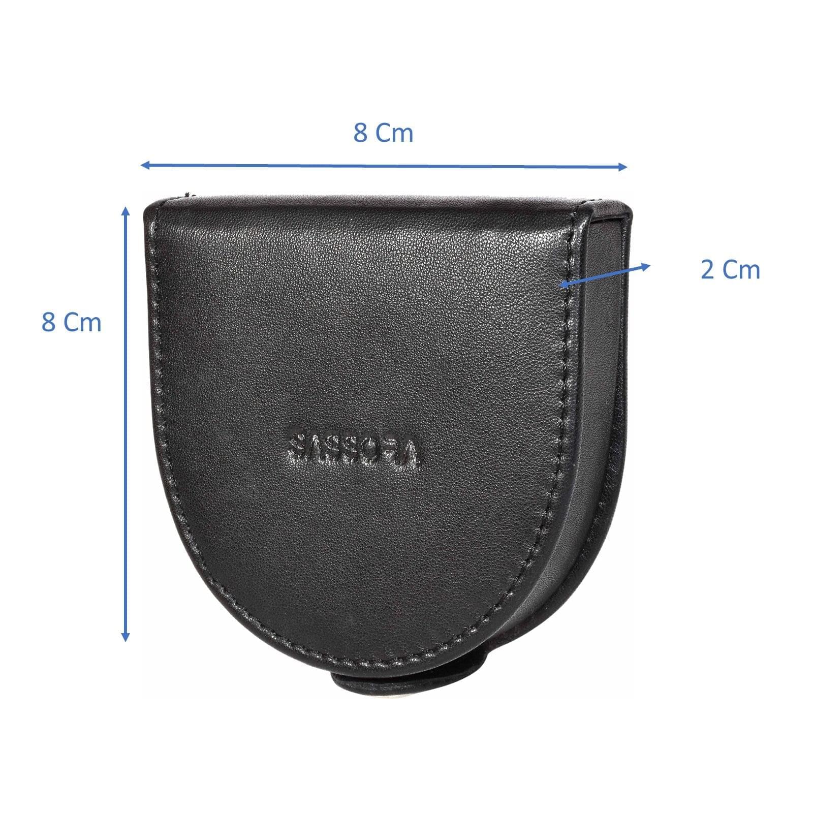Sassora Genuine Leather Black Coin Pouch For Men And Women