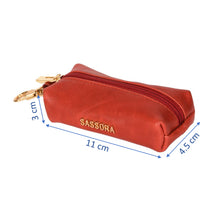 Load image into Gallery viewer, Sassora Genuine Premium Leather Small Unisex Red Key Case
