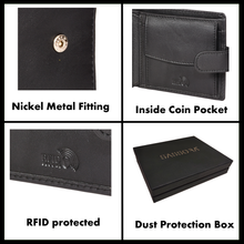 Load image into Gallery viewer, Sassora Genuine Leather Medium Black RFID Wallet For Men