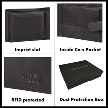 Load image into Gallery viewer, Sassora Genuine Leather Medium Black RFID Protected Men&#39;s Wallet
